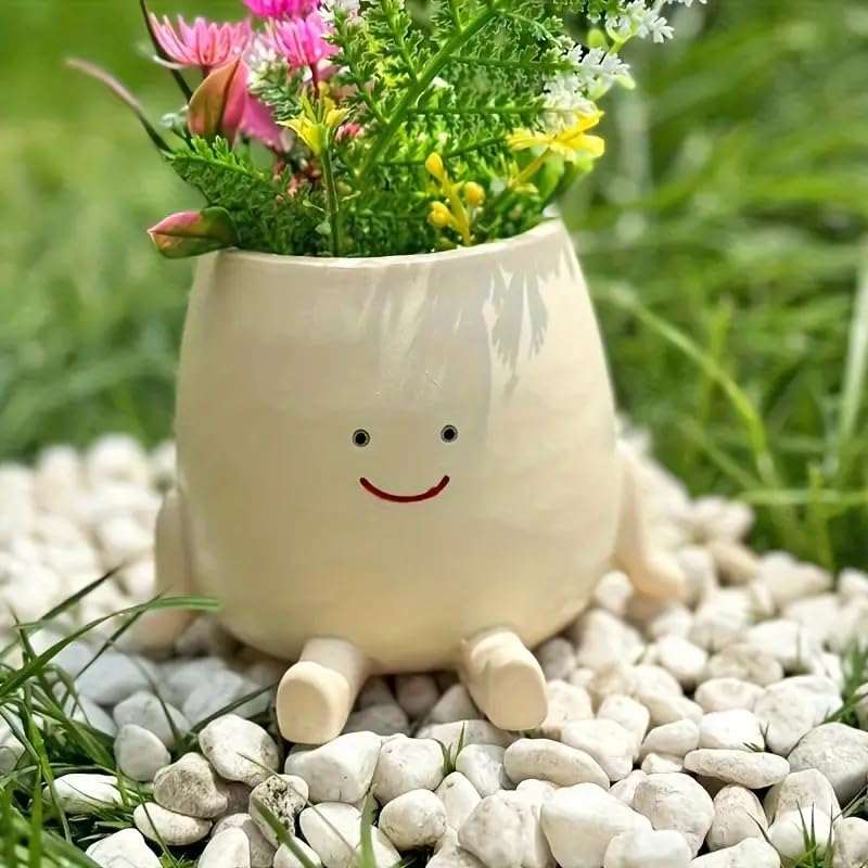 Kudriod Smiley Face Planter Pot on a windowsill highlights compact display