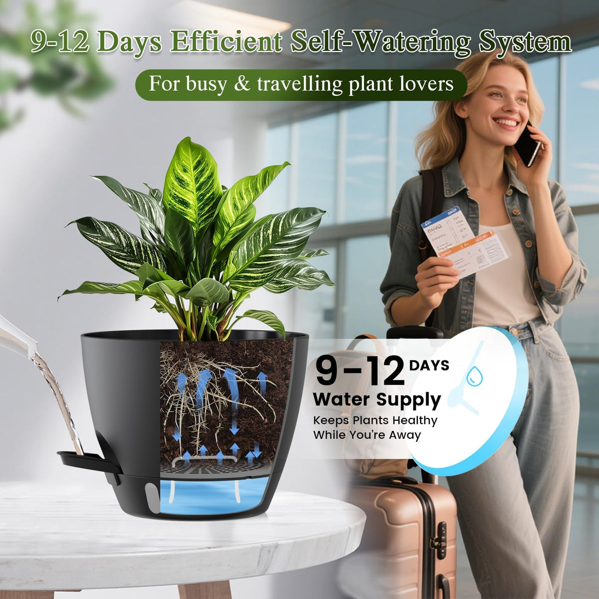 KUGAZ deep reservoir design enables extended watering intervals.