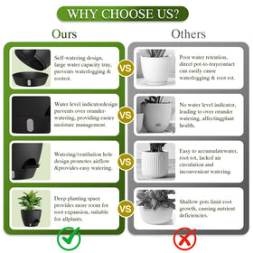 KUGAZ planter with drainage holes and tray helps prevent overwatering.