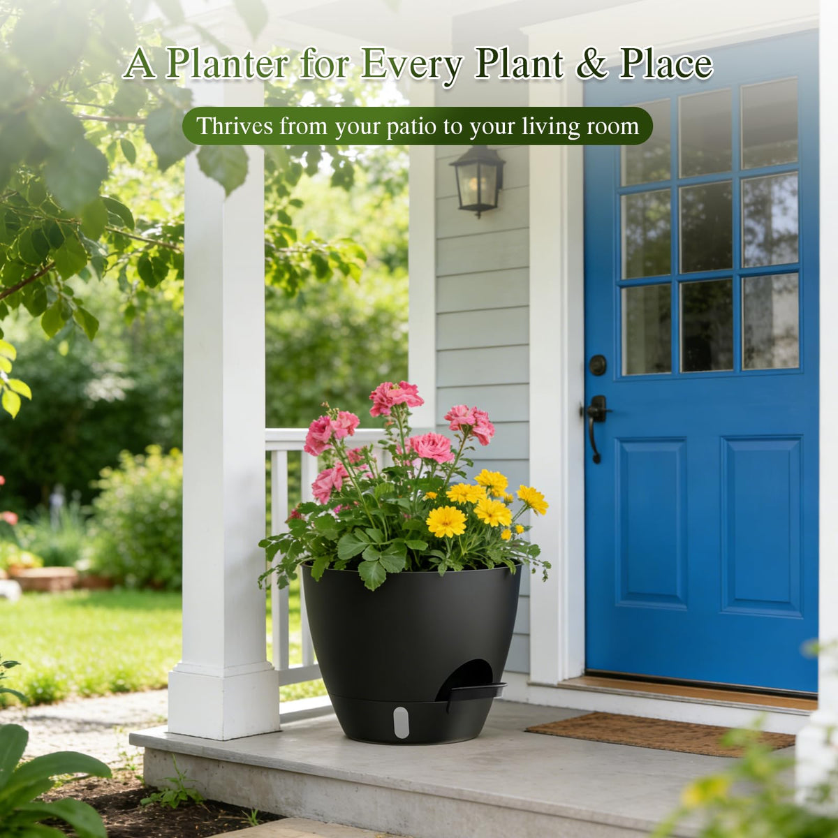 KUGAZ durable plastic large planter for indoor and outdoor use.