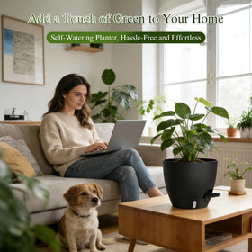 KUGAZ black 2-pack planters suit indoor and outdoor spaces.