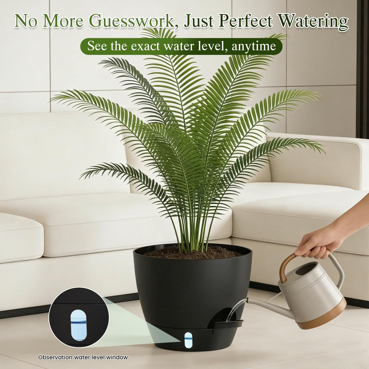 KUGAZ indoor-outdoor black planter complements modern and rustic spaces.