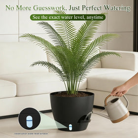 KUGAZ indoor-outdoor black planter complements modern and rustic spaces.