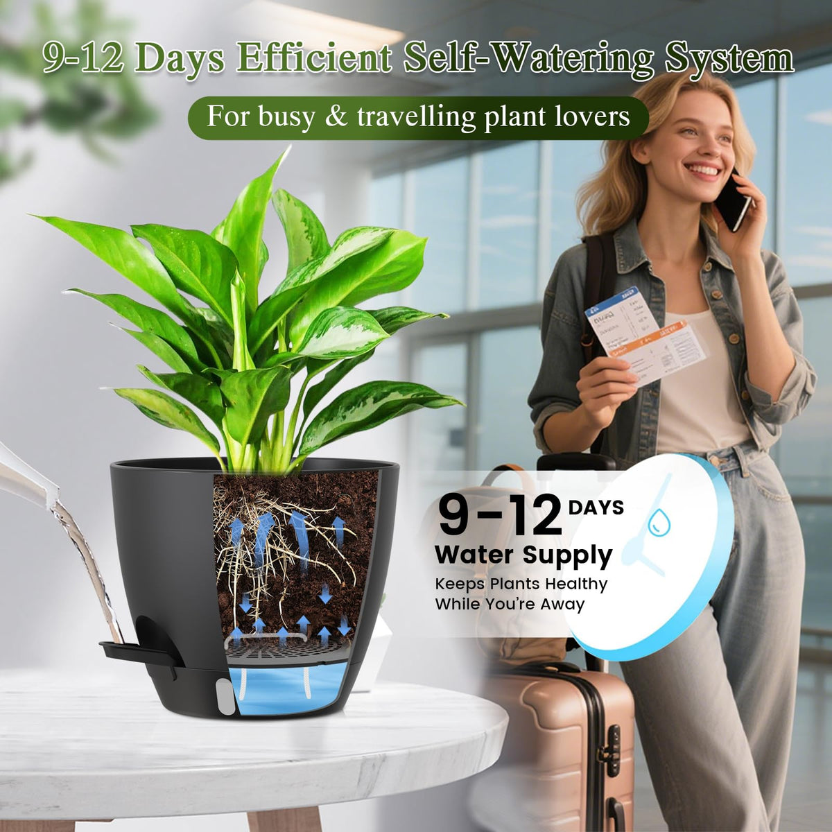 KUGAZ durable plastic planter is lightweight for easy placement.