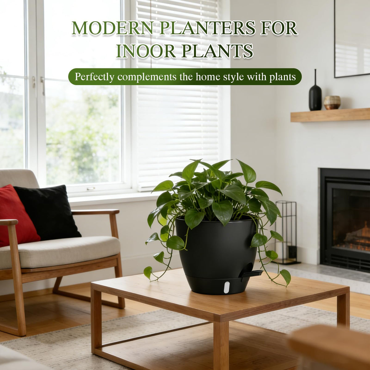 KUGAZ 10-inch planter offers generous space for small to mid plants.