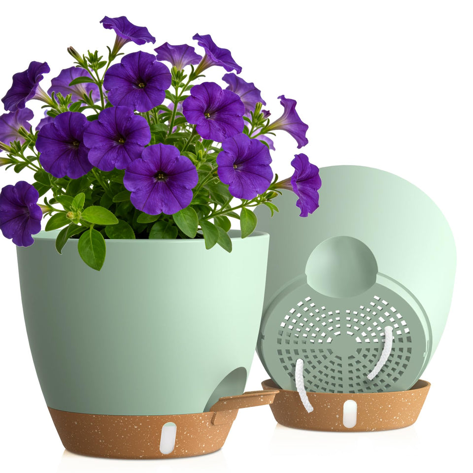 KUGAZ self-watering pots front view for effortless indoor plant care