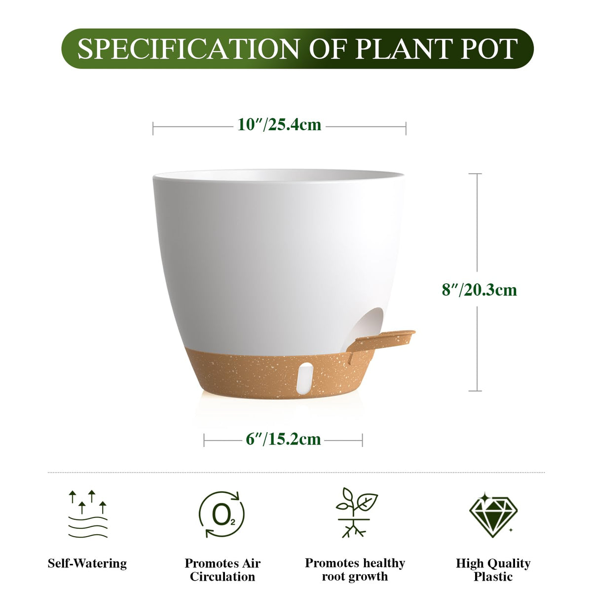 KUGAZ plant pots with water level indicator window aid quick moisture checks.