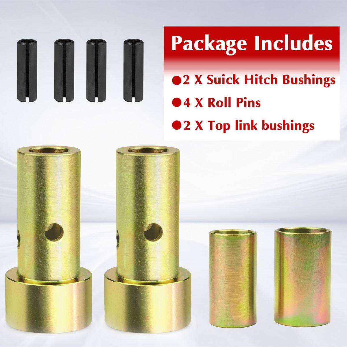 Kujunpao kit packaging displays two bushings, two top link bushings, and four pins.