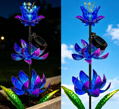 KUKEO solar wind spinner 63-inch outdoor metal with LED for eye-catching garden decor