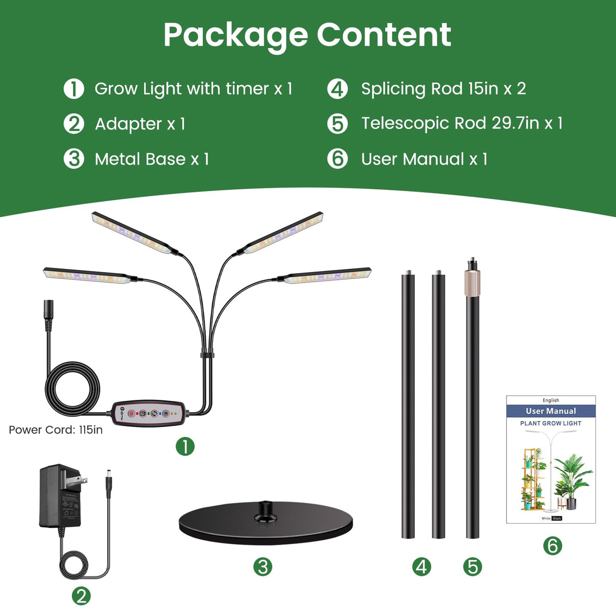 Kullsinss lamp height-adjustable pole supports various pot sizes