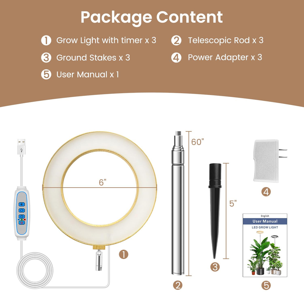 Kullsinss Grow Light easy setup for tall indoor plants without base.