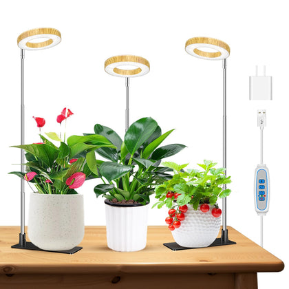 Kullsinss Grow Light with wood grain base for stylish, compact indoor gardening.