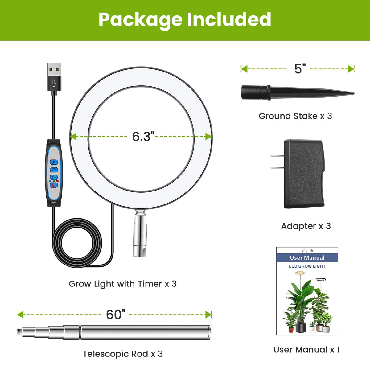 Kullsinss three-pack grow lights ideal for multi-plant setups.
