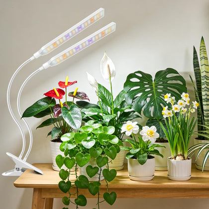 Kullsinss white two-head clip-on grow light with adjustable coverage for compact plant setups