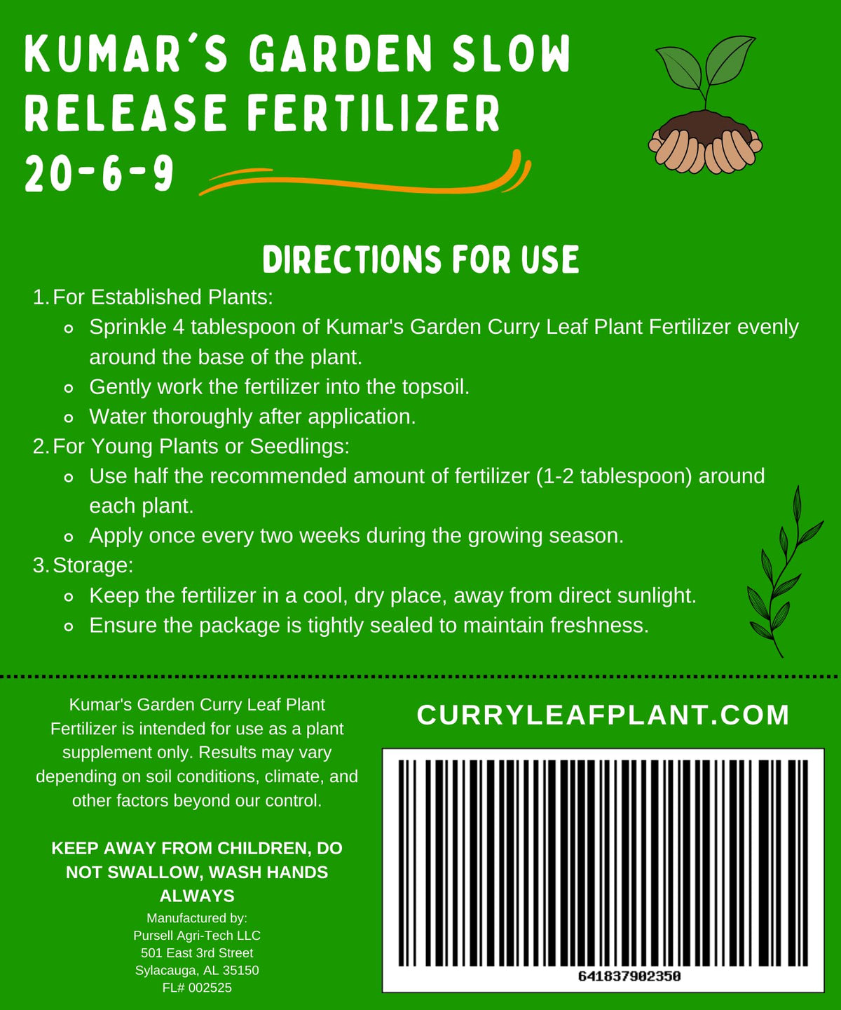 Root development improves with Kumar's Garden curry leaf fertilizer