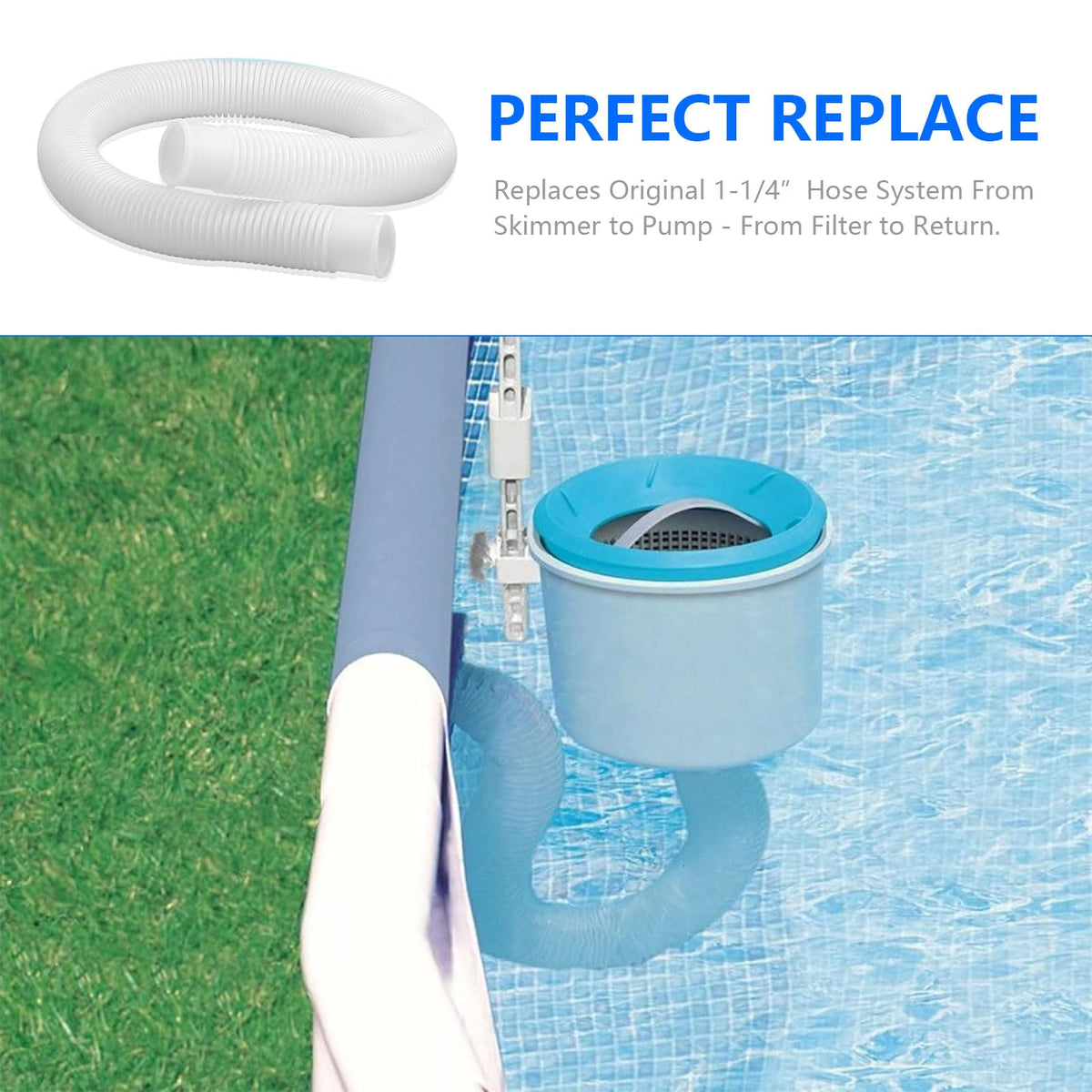 KUMATER hose compatible with Intex 330/530/1000 GPH pumps, flexible and UV-resistant