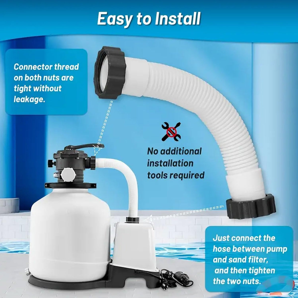 KUMATER hose compatible with Intex 26371CA/26371EH/28647EG filter pumps