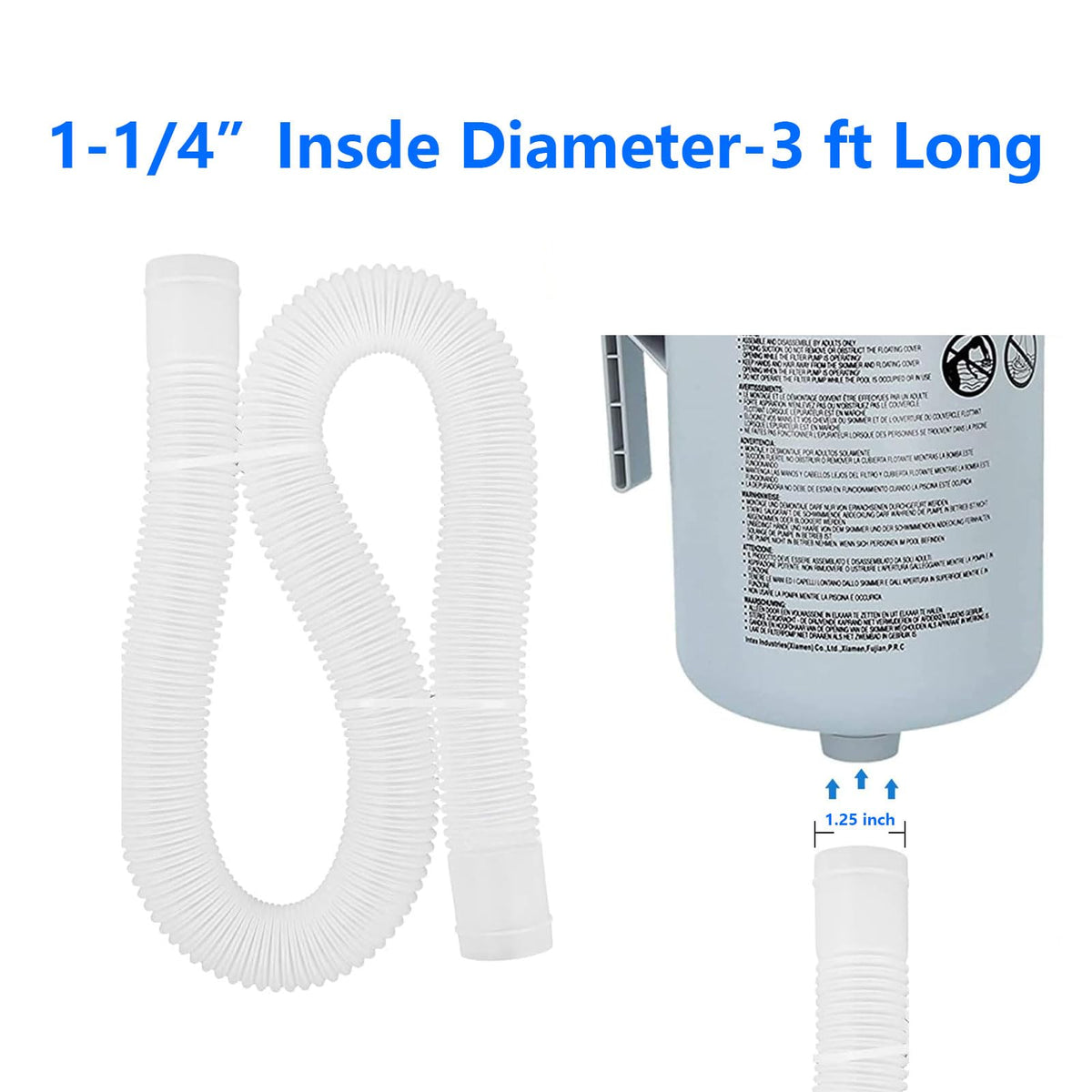 KUMATER knob-design hose close-up, easy installation for above-ground pools