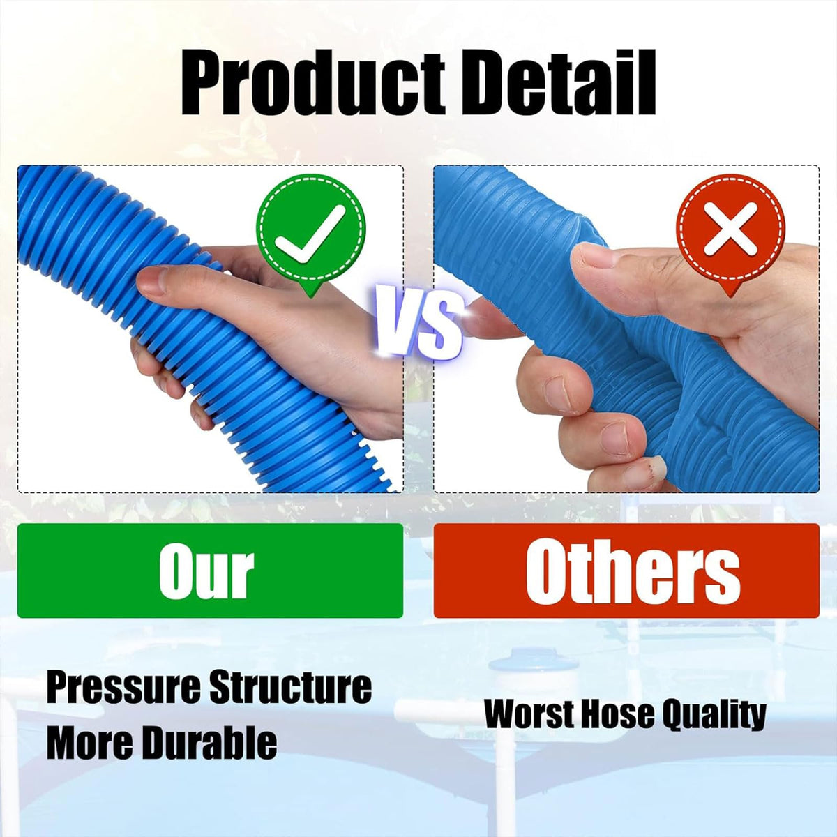 KUMATER replacement hose for pool, robust build for reliable performance