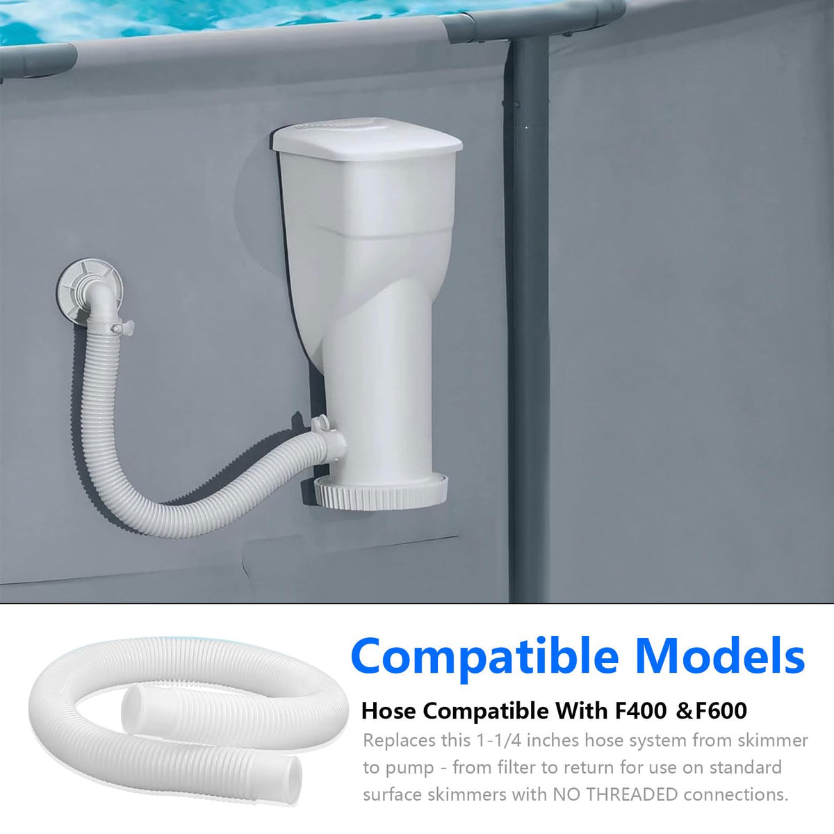 KUMATER leak-proof pool hose under sunlight, resistant to chemicals and harsh conditions