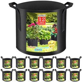 KuMers 12-pack grow bags with handles for easy balcony transport.