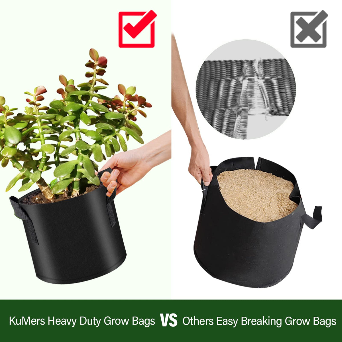 KuMers stackable grow bags fit compact garden setups.