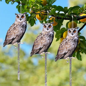 Kungfu Mall Bird Scare Owl hanging rope enables easy setup.