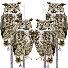 Kungfu Mall fake owl hanging deterrent with reflective tape to deter pigeons