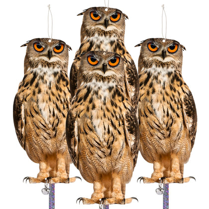 Kungfu Mall flat garden owl deterrent on porch, decorative outdoor figure for birds