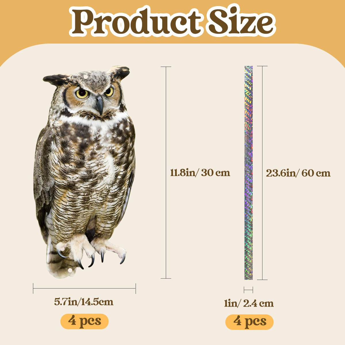 Kungfu Mall owl with bell and rope for outdoor deterrence