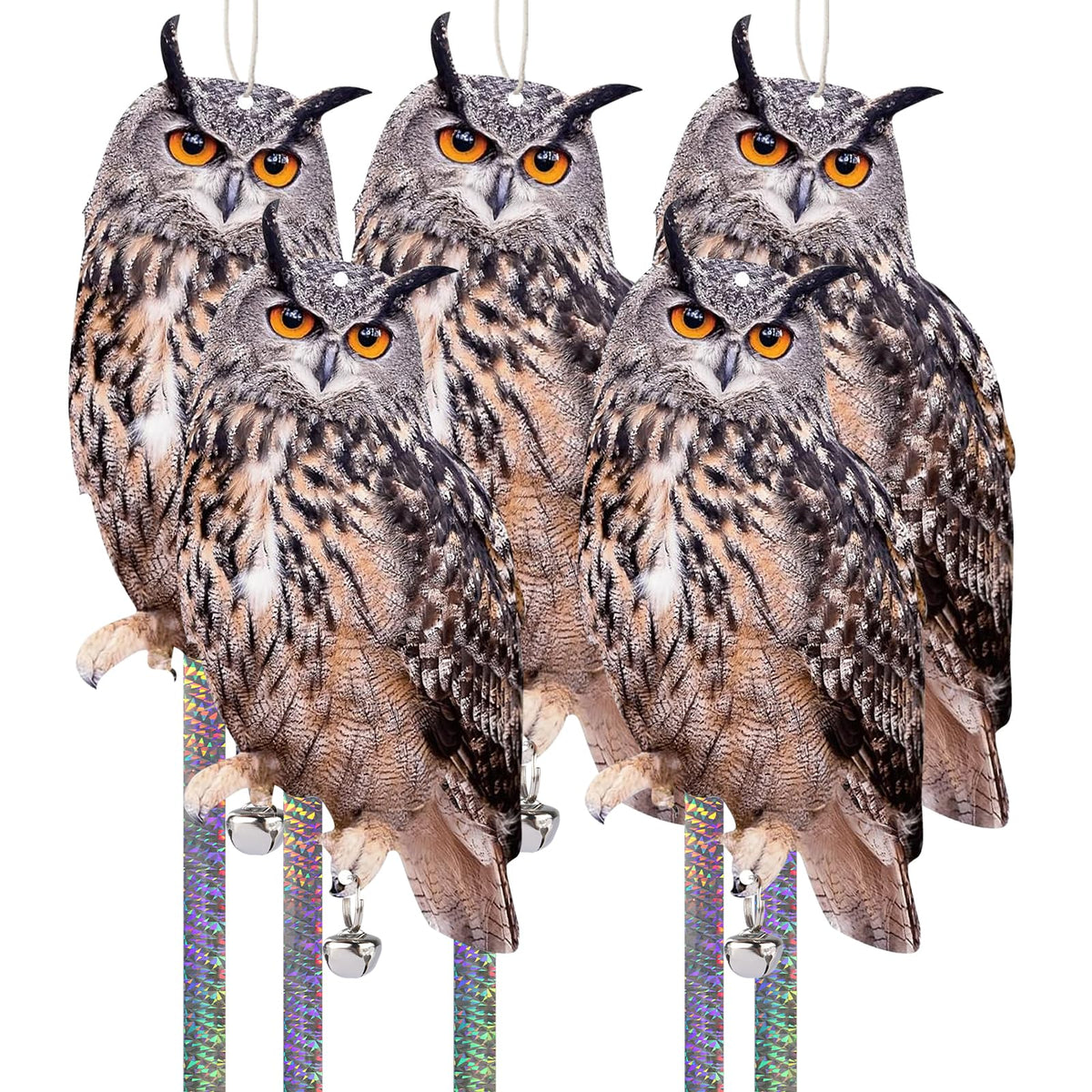 Kungfu Mall owl double sided hanging deters birds in gardens.