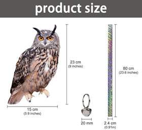 Kungfu Mall owl with reflective tape deters pigeons on patios.