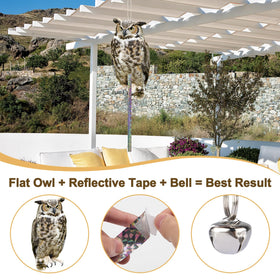 Kungfu Mall reflective tape owl deters birds on balcony