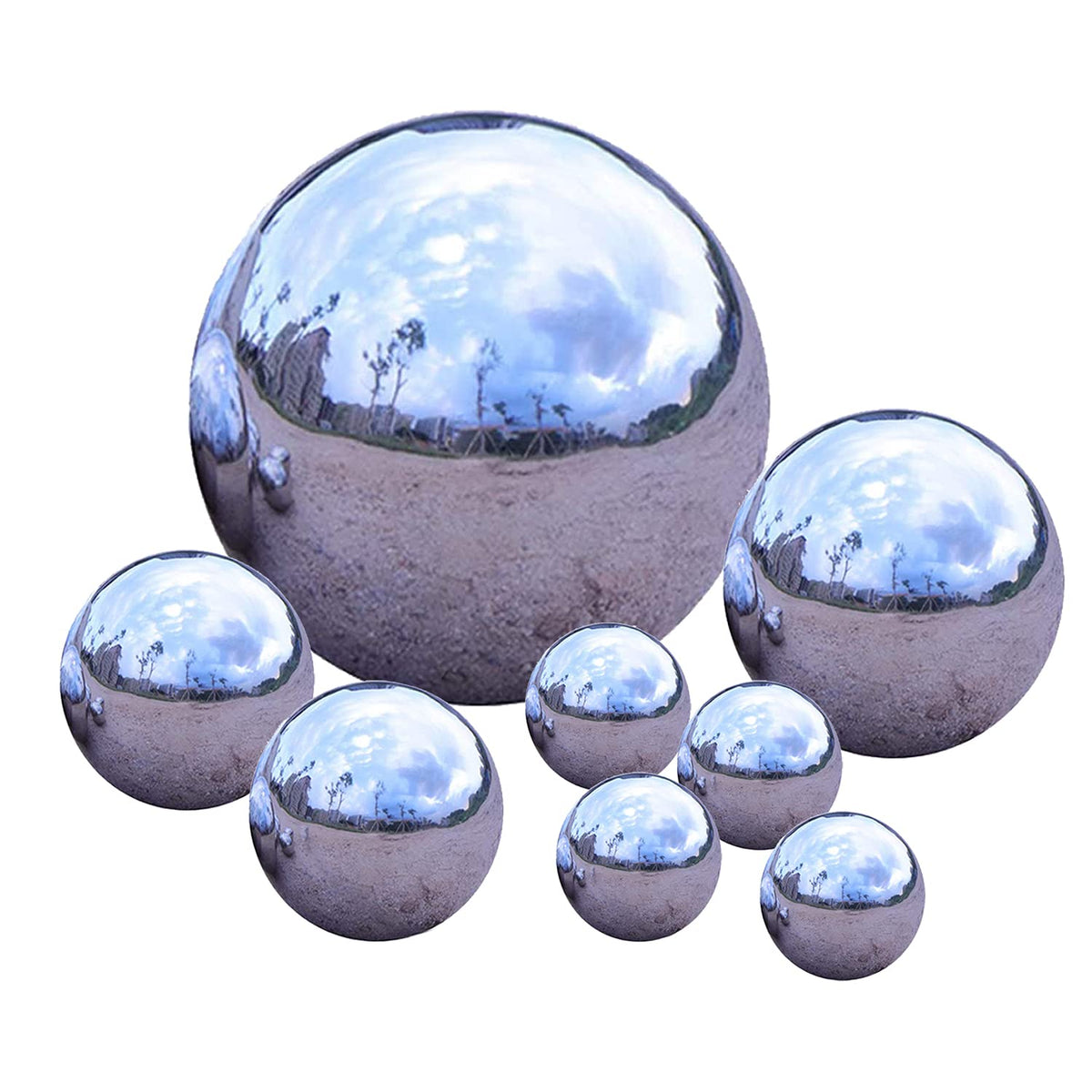 Kunjocy gazing ball 150mm, silver mirror finish reflects garden and sky for a striking focal point