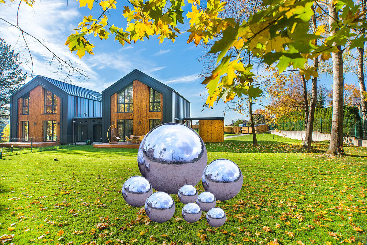 Kunjocy gazing ball 80mm, silver adds sparkle to garden paths and lawn displays