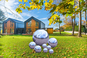 Kunjocy gazing ball 80mm, silver adds sparkle to garden paths and lawn displays