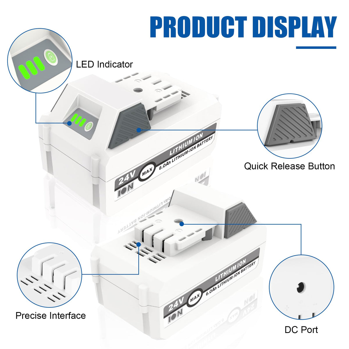 KUNLUN 24V battery compatible with Snow Joe and Sun Joe LTW/LTX/LTE series.