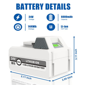 KUNLUN 24V battery with on-board indicator shows remaining power for planned tasks.