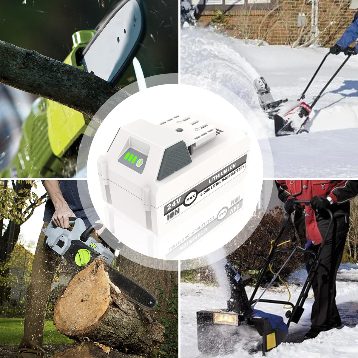 KUNLUN battery in use during outdoor cleanup for dependable power.