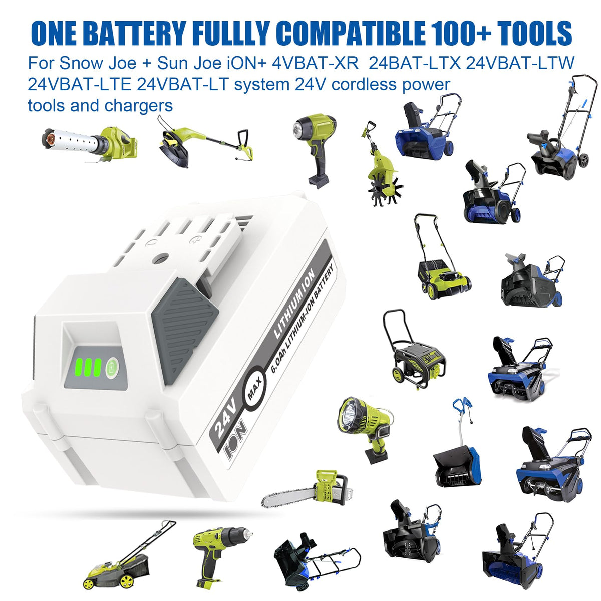 KUNLUN 24V battery side view highlighting secure terminals for safe operation.