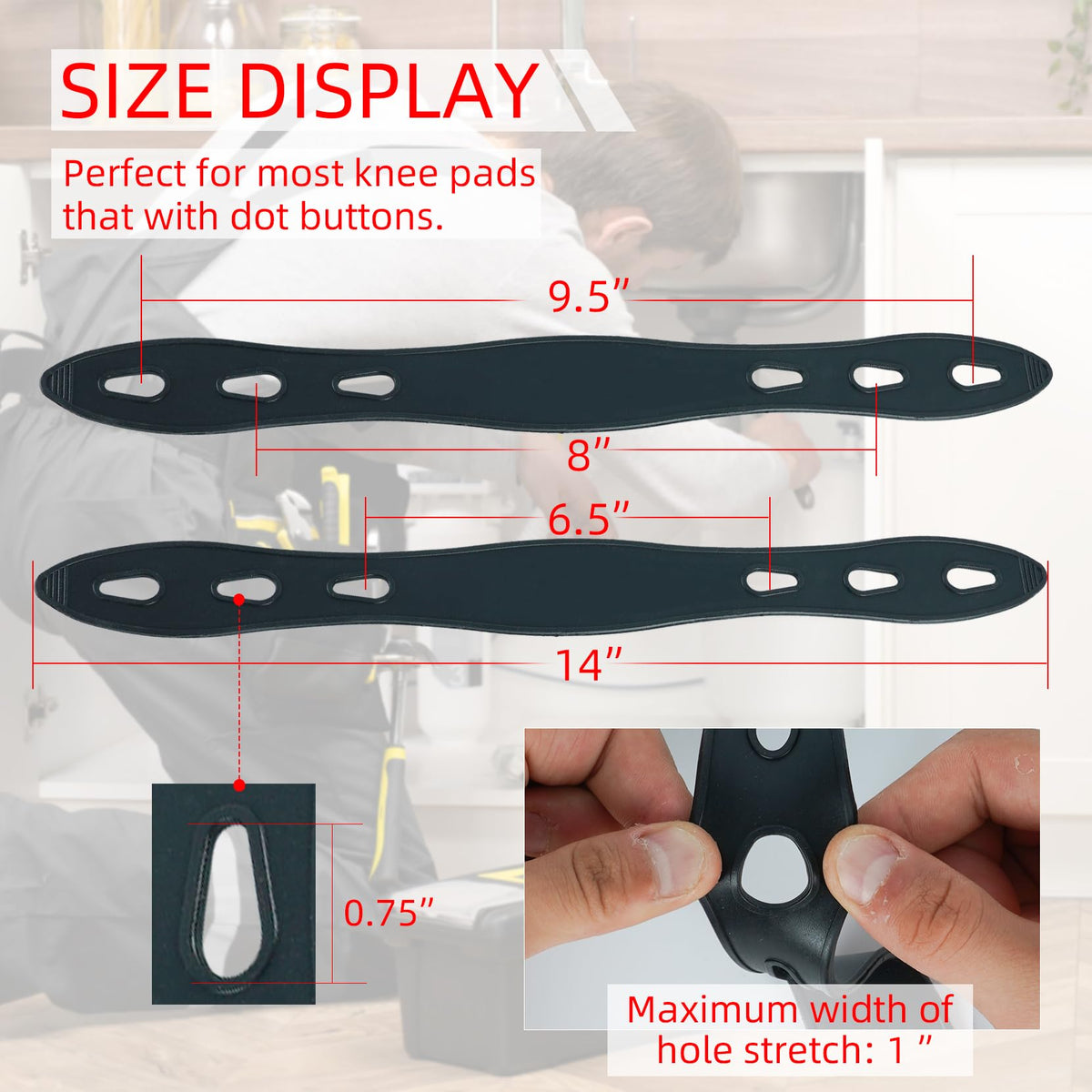 KUNN replacement strap for knee pads compatible with many bumpy designs for quick swaps