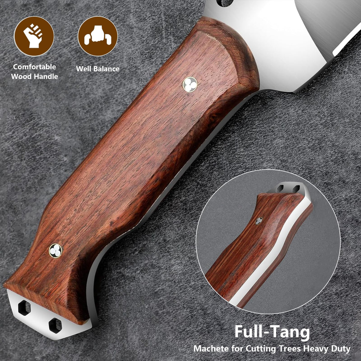 Kunnife heavy-duty machete cutting through trees in the field