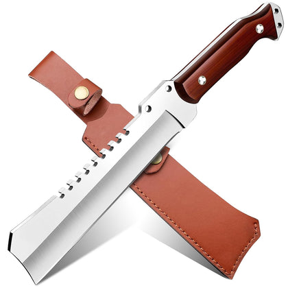 Kunnife 15-inch full-tang machete blade close-up for tough yard work