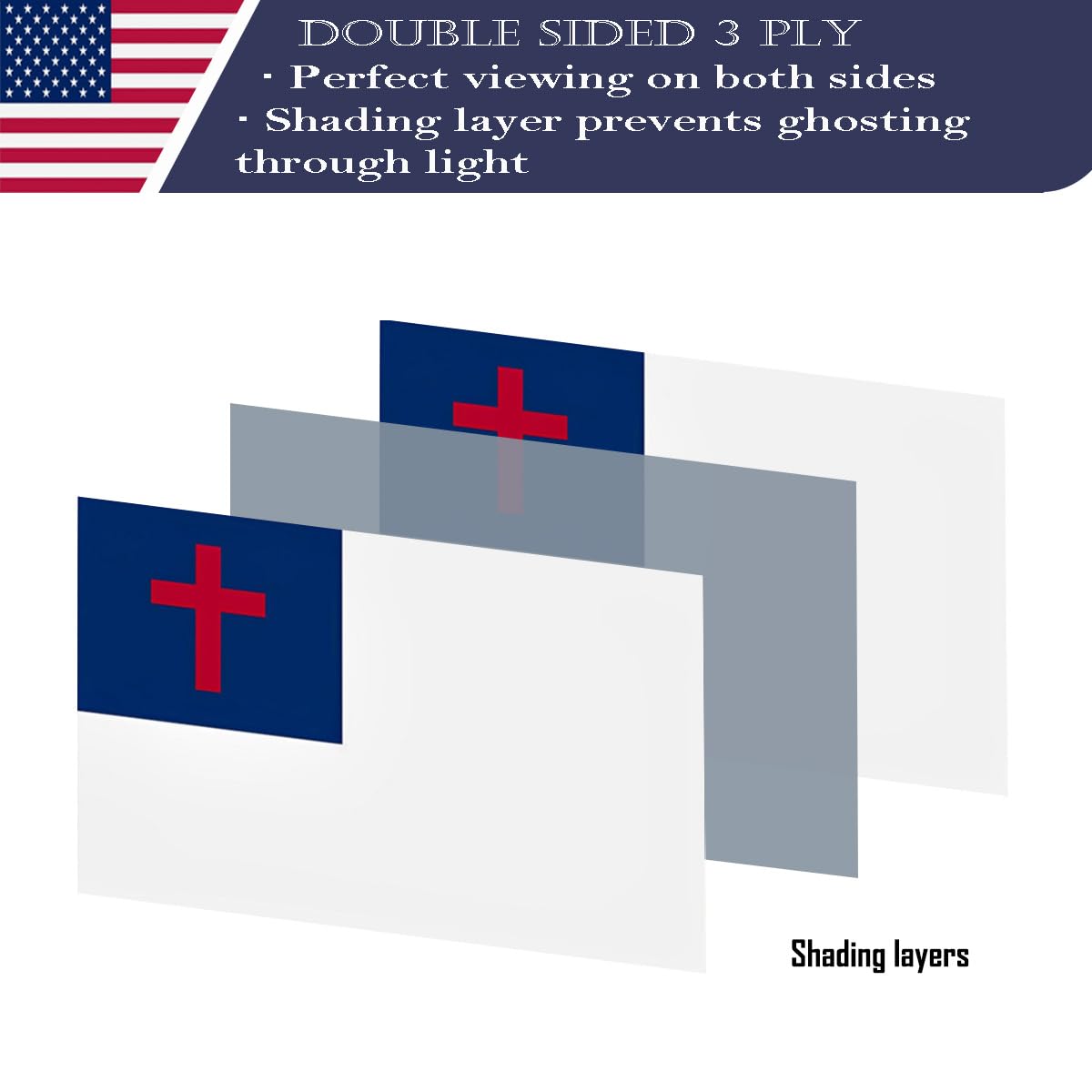 KUOKIP double-sided flag back view showing readable design on reverse