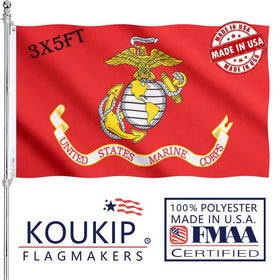 KUOKIP USMC flag double-sided front view for outdoor display