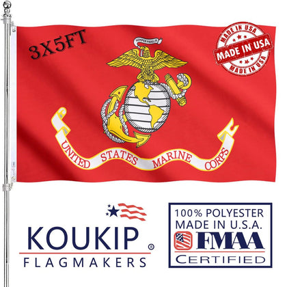 KUOKIP USMC flag double-sided front view for outdoor display