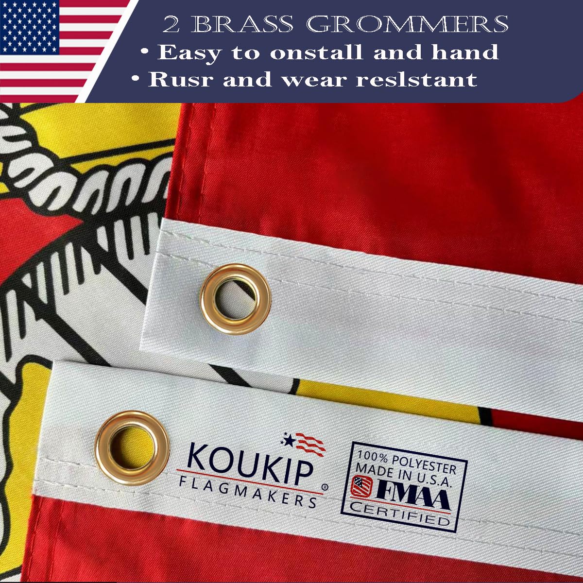 KUOKIP USMC flag starter tape and brass grommets