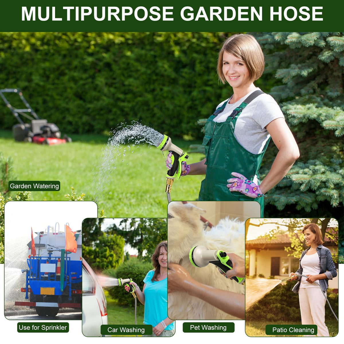 Kuosdaz memory-less hose lays flat, preventing twists during watering.