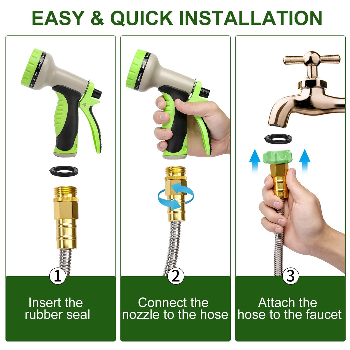 Kuosdaz package includes hose, two washers and two nozzles for setup