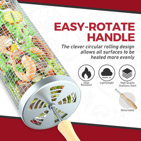 KUQIHUG rolling grill basket ideal for backyard and camping meals